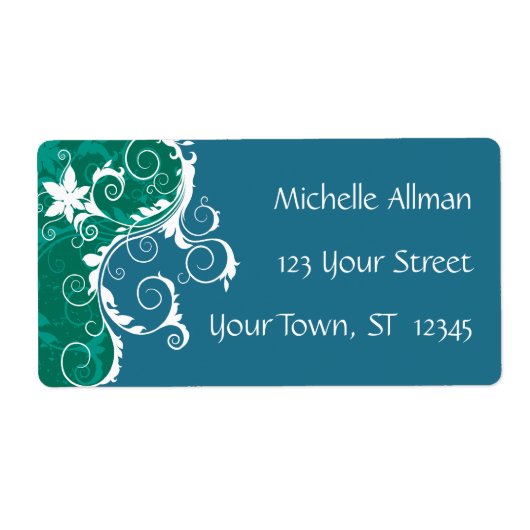 Blauw Bloemen Avery Label (Voorkant)