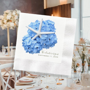 Blauw Bloemen Avontuur Begint Trouwservetten Servet