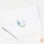 Blauw Bloemen Baby in Bloom Jongensdouche Ronde Sticker (Envelop)