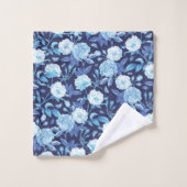 Blauw Bloemen badhanddoek set Bad Handdoek (Wasdoekje)