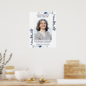 Blauw Bloemen begrafenis viering van het leven Fot Poster (Keuken)
