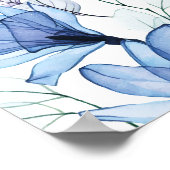 Blauw Bloemen begrafenis viering van het leven Fot Poster (Hoek)