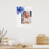 Blauw Bloemen begrafenis viering van het leven Fot Poster (Keuken)