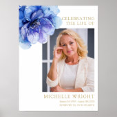 Blauw Bloemen begrafenis viering van het leven Fot Poster