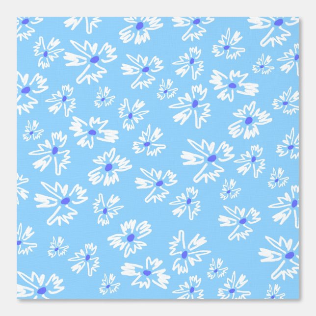 BLAUW BLOEMEN  behang (Voorkant)