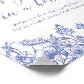 Blauw Bloemen Bericht in een Flessenteken Spel Poster (Hoek)