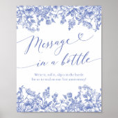 Blauw Bloemen Bericht in een Flessenteken Spel Poster (Voorkant)