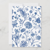 Blauw Bloemen Bewaar de datum Bruiloft Uitnodiging (Achterkant)