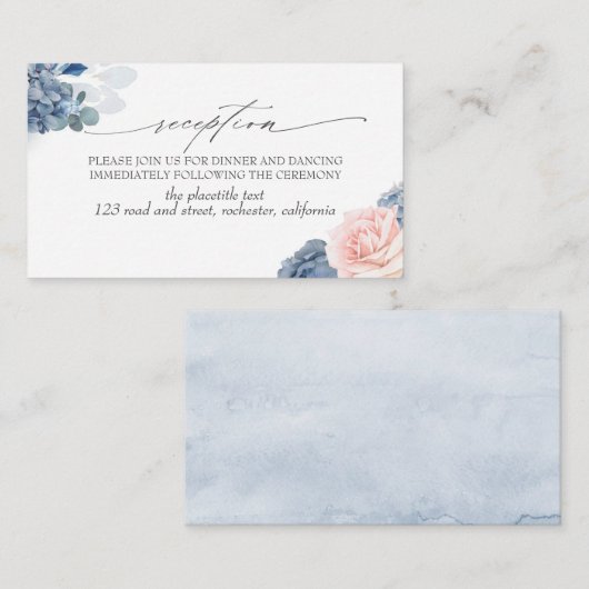 Blauw Bloemen Blauw Blauw Foliage Receptie Enclosu Informatiekaartje (Voorkant / Achterkant)