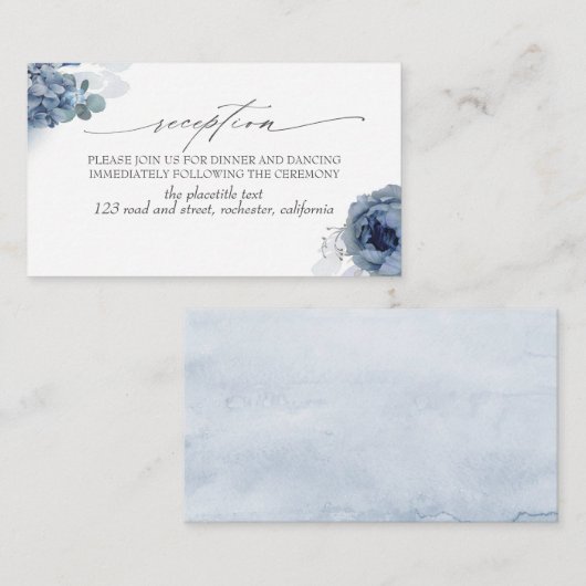 Blauw Bloemen Blauw Blauw Foliage Receptie Enclosu Informatiekaartje (Voorkant / Achterkant)
