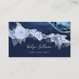 blauw bloemen blazen visitekaartje