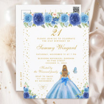 Blauw Bloemen Blond Haar Prinses Verjaardagsfeest