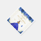 Blauw Bloemen Blond Haar Prinses Verjaardagsfeest Servet (Hoek)