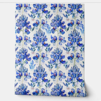 Blauw Bloemen Bluebonnet Texas Wilde Bloem Patroon Behang