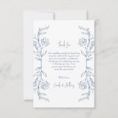 Blauw Bloemen Boho Side Border Bruiloft Bedankkaart (Voorkant)