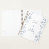 Blauw Bloemen Boho Side Border Bruiloft Planner (Display)