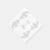 Blauw Bloemen Boho Side Border Bruiloft Servet (Hoek)