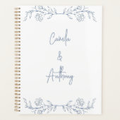 Blauw Bloemen Boho Top Border Bruiloft Planner (Voorkant)