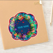 Blauw Bloemen Boho Trendy Naam Inspirivity Sticker