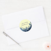 blauw bloemen bord geel bloemenbruiloft ronde sticker (Envelop)