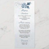 blauw bloemen botanische bruiloft menu (Voorkant)