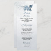 blauw bloemen botanische bruiloft menu (Voorkant / Achterkant)