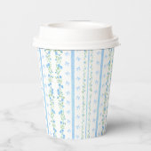 Blauw Bloemen & Bow  Papier Cups Papieren Bekers (Achterkant)