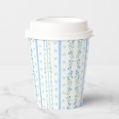 Blauw Bloemen & Bow  Papier Cups Papieren Bekers (Voorkant)