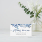 Blauw Bloemen Bruids Baby shower Display Douche Informatiekaartje (Staand voorkant)