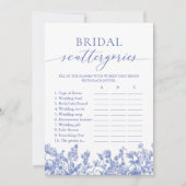  Blauw Bloemen Bruids Scattergories Game Kaart (Voorkant)