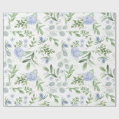 Blauw Bloemen Bruids Verpakking Papier (Vlak)