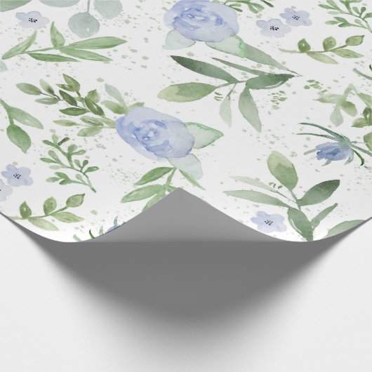 Blauw Bloemen Bruids Verpakking Papier (Hoek)