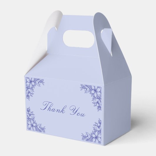 Blauw  Bloemen Bruiloft Bedankdoosjes (Achterkant)