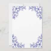 Blauw  Bloemen Bruiloft Bedankkaart (Achterkant)