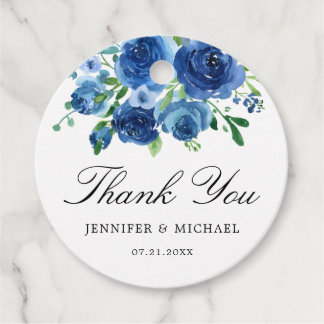Blauw Bloemen Bruiloft Dank u Favor Tags Bedankjes Labels