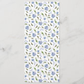 Blauw Bloemen Bruiloft Diner Menu (Achterkant)