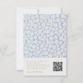 Blauw Bloemen Bruiloft RSVP QR Code & Uitnodiging (Achterkant)