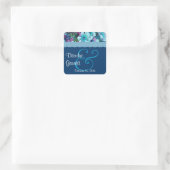 Blauw Bloemen Bruiloft V07 Vierkante Sticker (Tas)