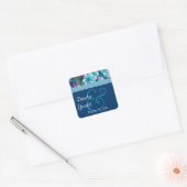 Blauw Bloemen Bruiloft V07 Vierkante Sticker (Envelop)