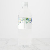 Blauw Bloemen Bruiloft Welkom Water Fles Label Waterfles Etiket (Achterkant)