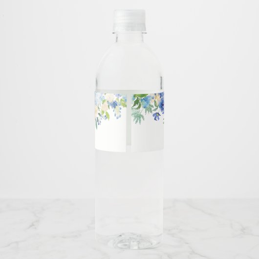 Blauw Bloemen Bruiloft Welkom Water Fles Label Waterfles Etiket (Achterkant)