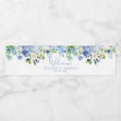 Blauw Bloemen Bruiloft Welkom Water Fles Label Waterfles Etiket (Enkel label)