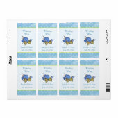 Blauw Bloemen Bruiloft Wijn Label (Full Sheet)