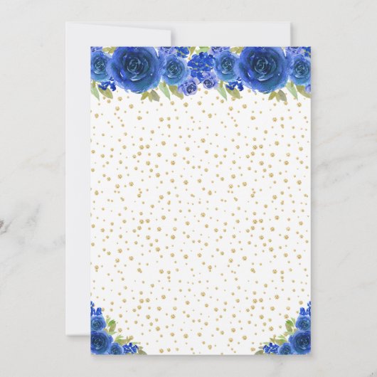 Blauw Bloemen Bruin Haar Prinses Verjaardagsfeest Kaart (Achterkant)