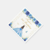 Blauw Bloemen Brunette Haar Prinses Verjaardagsfee Servet (Hoek)