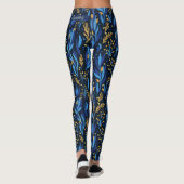 Blauw Bloemen Chanoeka Patroon Leggings (Achterkant)