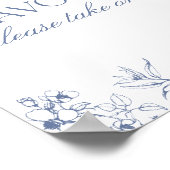 Blauw Bloemen Chinoiserie Baby shower Favorieten t Poster (Hoek)