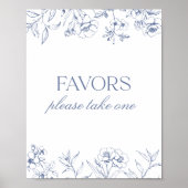 Blauw Bloemen Chinoiserie Baby shower Favorieten t Poster (Voorkant)