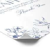 Blauw Bloemen Chinoiserie Baby shower Luier Raffle Poster (Hoek)