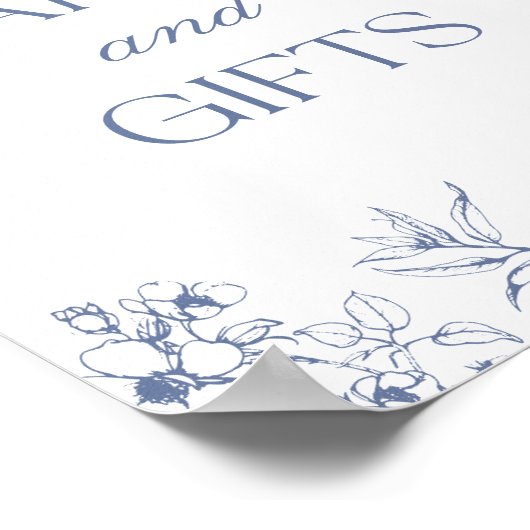 Blauw Bloemen Chinoiserie Kaarten en geschenken te Poster (Hoek)